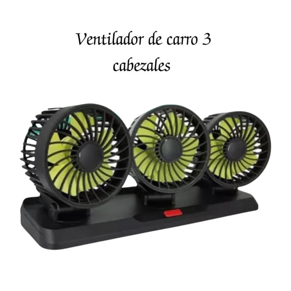 Ventilador para Auto Carro de triple cabezal Giratorio 360